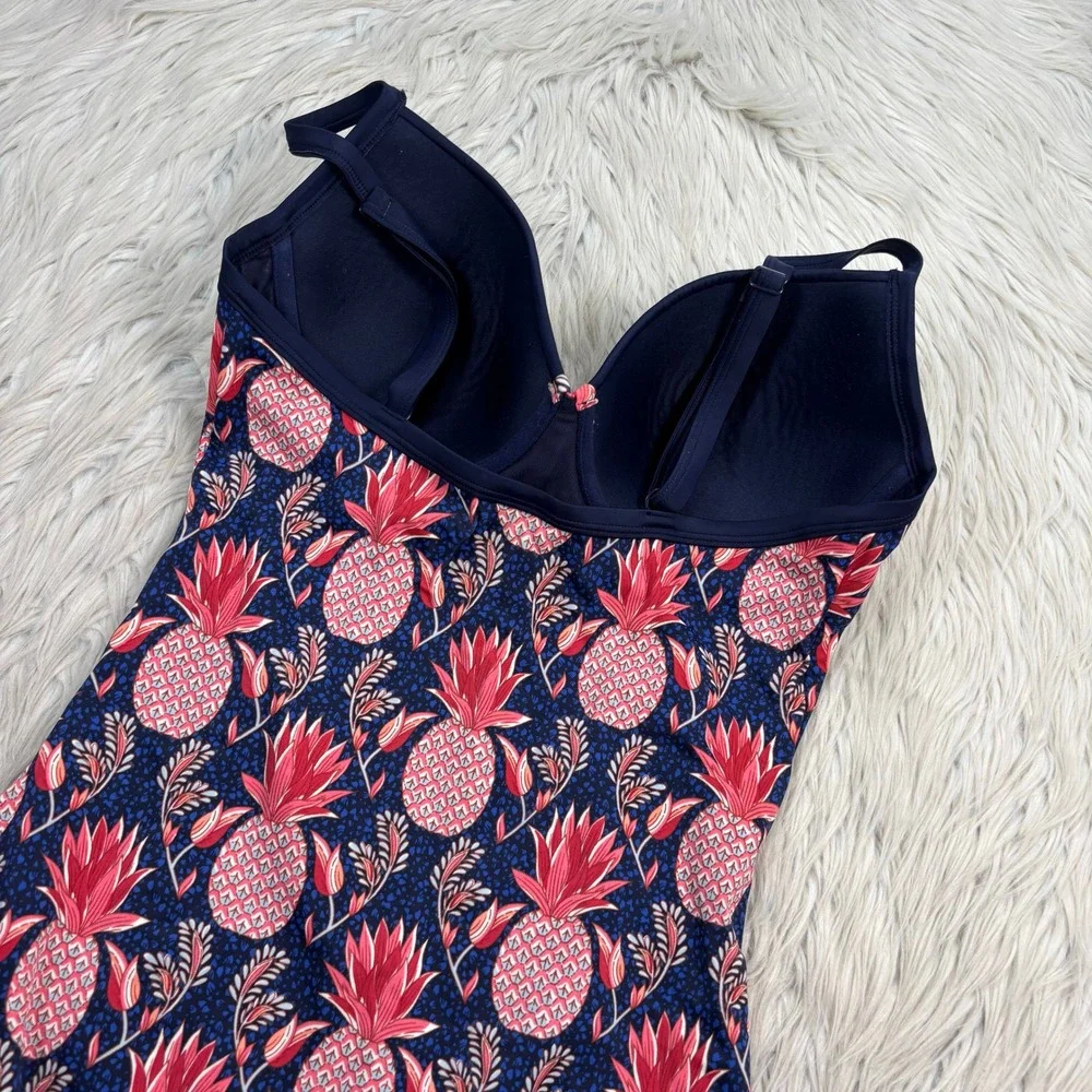 Boden Women's 34DD Navy Pink Pineapple Print One Piece Swimsuit Classic Resort